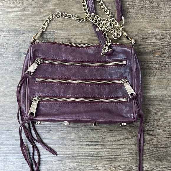 Rebecca Minkoff Mini 5 Zip Crossbody Bag Purse in Burgundy - Picture 7 of 8